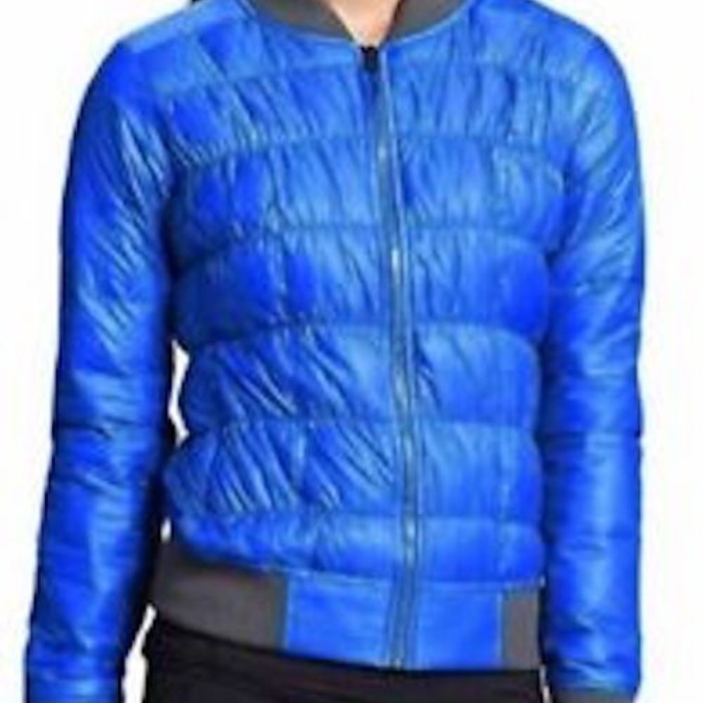 Athleta Women's Dobby Blue Down Puffer Jacket Sz S